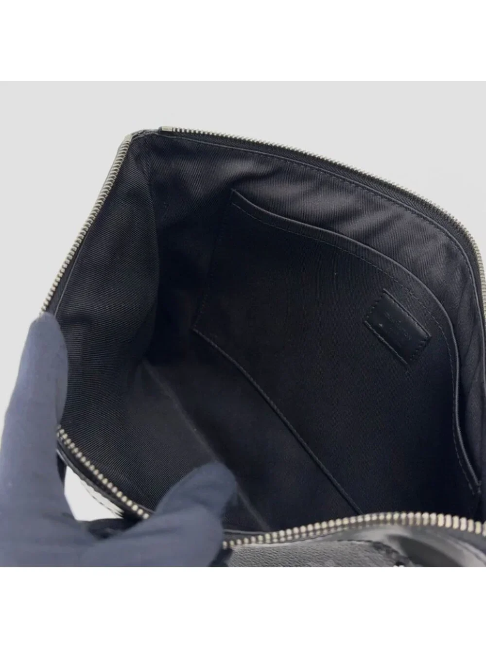 Louis Vuitton Pochette Discovery Monogram Eclipse Leather Black Clutch Silver